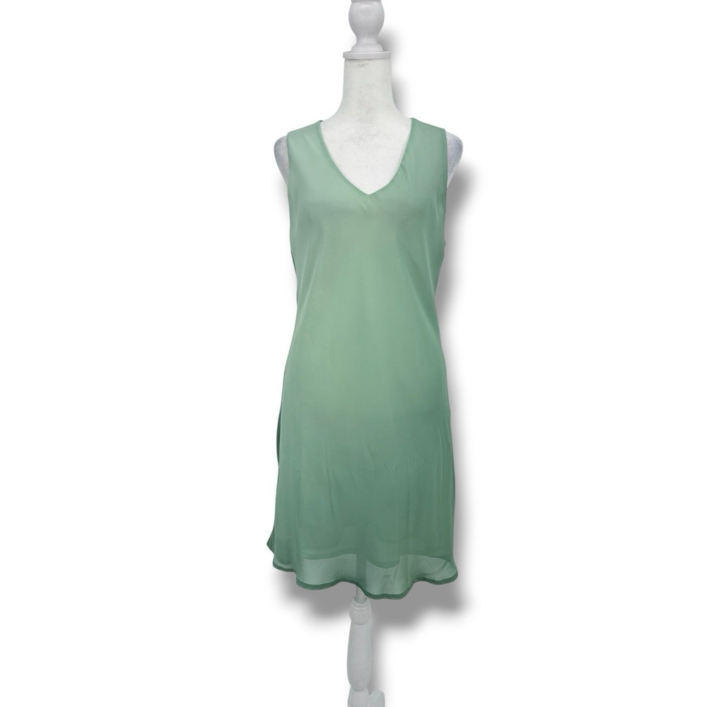 Lapis LA Sage Mint Green Sheer Slip Dress M Dainty Fairycore Coquette Ethereal